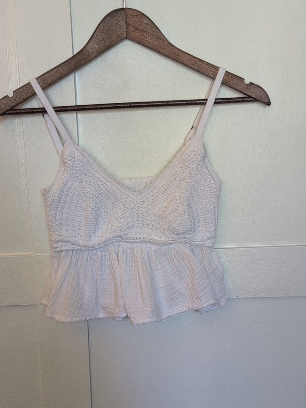 Hollister Light Pink Crochet-Trim Peplum Cami